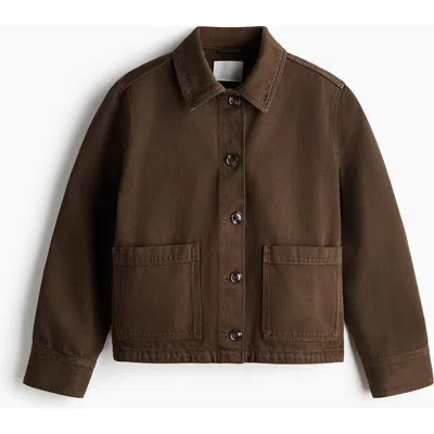 H&m Cotton Denim Jacket In Brown