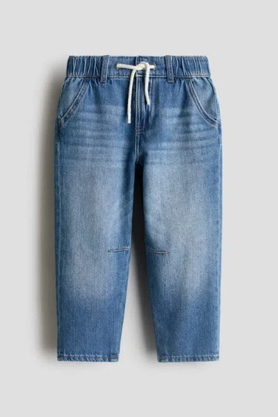H&m Kids'  Cotton Denim Joggers In Blue