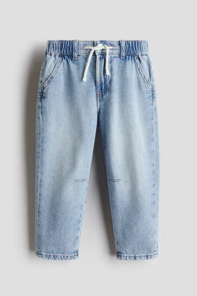 H&m Kids'  Cotton Denim Joggers In Blue