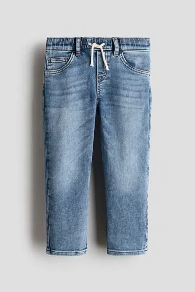 H&m Kids' Cotton Denim Joggers In Blue
