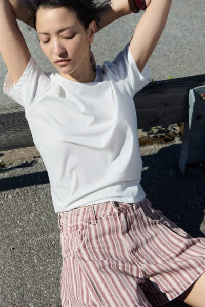 H&m Cotton Denim Shorts In Pink