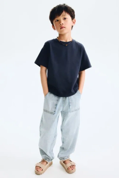 H&m Kids'  Cotton Denim Trousers In Blue