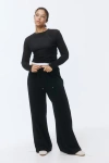 H&m Cotton Drawstring Pants In Black