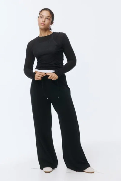 H&m Cotton Drawstring Pants In Black