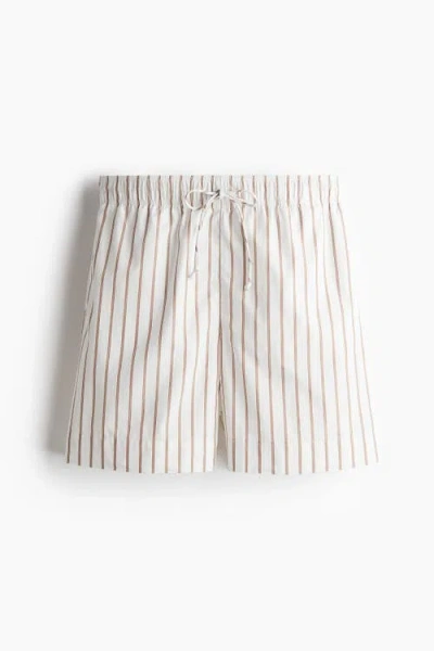 H&m Cotton Drawstring Shorts In White