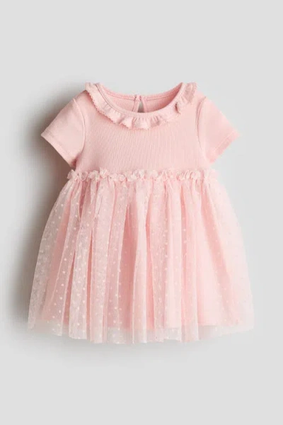 H&m Babies'  Cotton Dress With Tulle Skirt In Pink