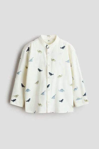 H&m Kids'  Cotton Grandad Shirt In White