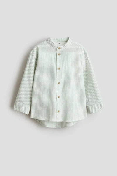 H&m Kids'  Cotton Grandad Shirt In Blue