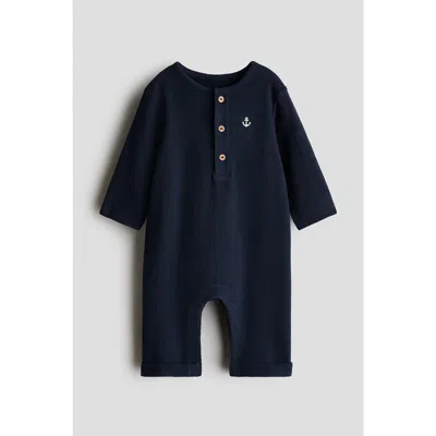 H&m Babies'  Cotton Jersey Romper Suit In Black