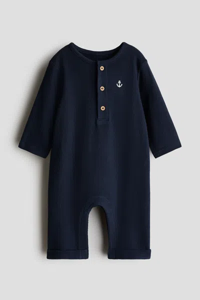 H&m Kids' Cotton Jersey Romper Suit In Blue
