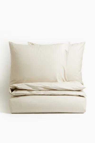 H&m Cotton King/queen Duvet Cover Set In White