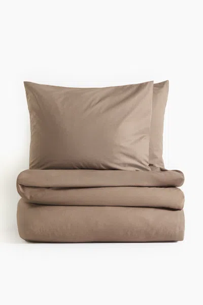 H&m Cotton King/queen Duvet Cover Set In Neutral