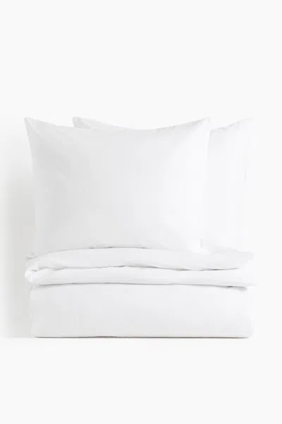 H&m Cotton King/queen Duvet Cover Set In White