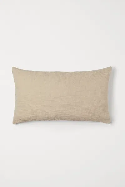 H&m Cotton Muslin Cushion Cover In Brown