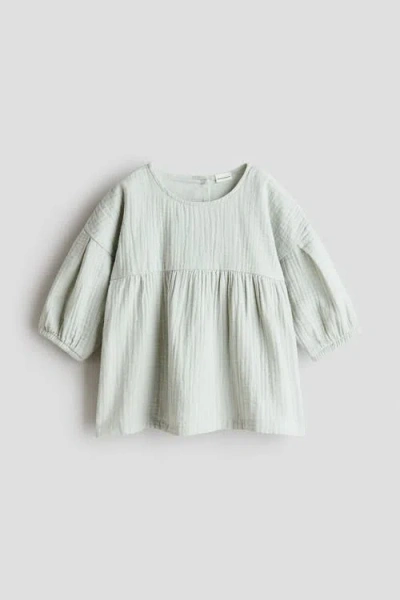 H&m Babies'  Cotton Muslin Dress In Blue