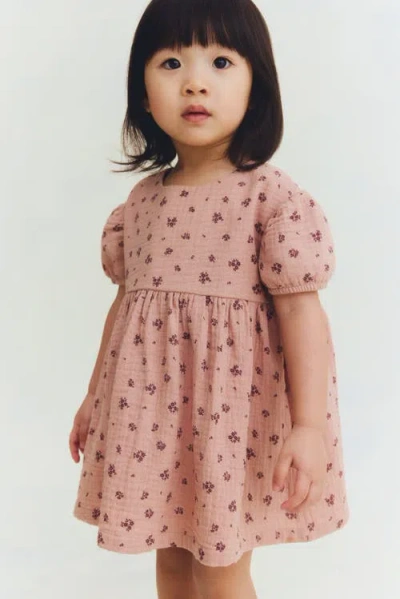 H&m Babies'  Cotton Muslin Dress In Pink