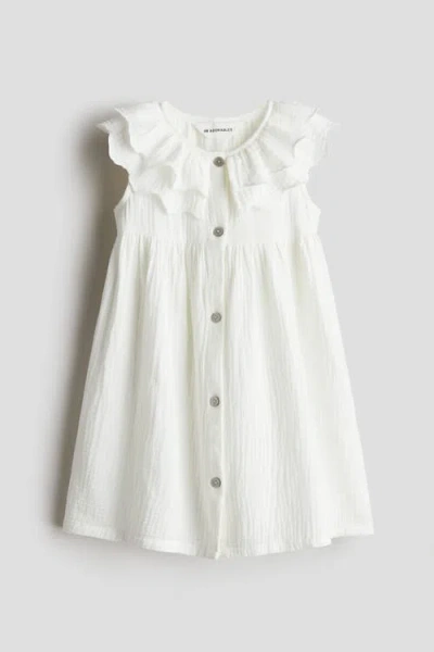 H&m Kids'  Cotton Muslin Dress In White