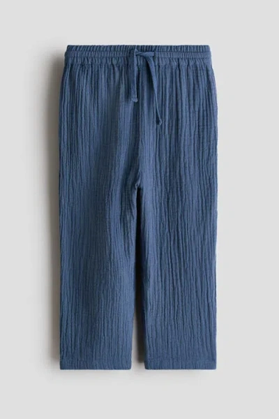 H&m Kids'  Cotton Muslin Joggers In Blue