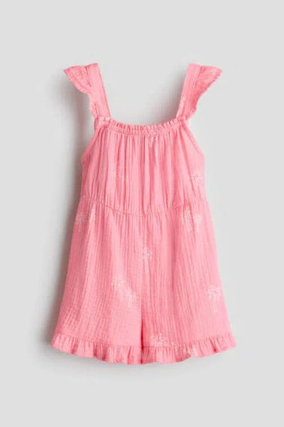 H&m Kids'  Cotton Muslin Jumpsuit In Pink