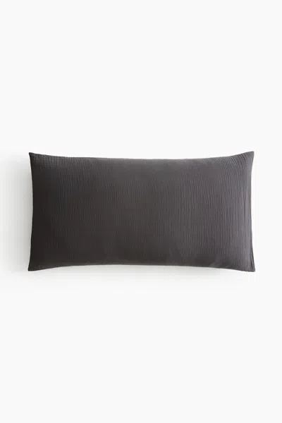 H&m Cotton Muslin Pillowcase In Gray