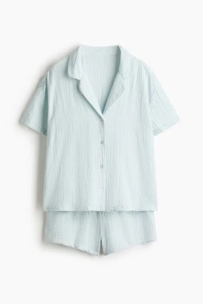 H&m Cotton Muslin Pyjamas In Blue