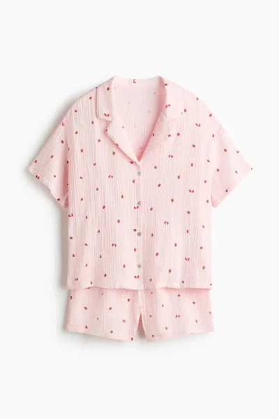 H&m Cotton Muslin Pyjamas In Pink