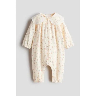 H&m Babies'  Cotton Muslin Romper Suit In Neutral