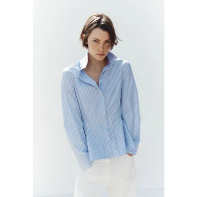 H&m Cotton Peplum Shirt In Blue