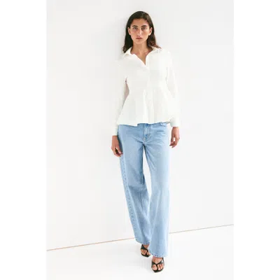 H&m Cotton Peplum Shirt In White