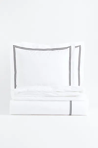 H&m Cotton Percale King/queen Duvet Cover Set In Black