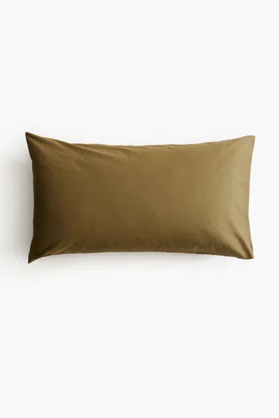 H&m Cotton Pillowcase In Green