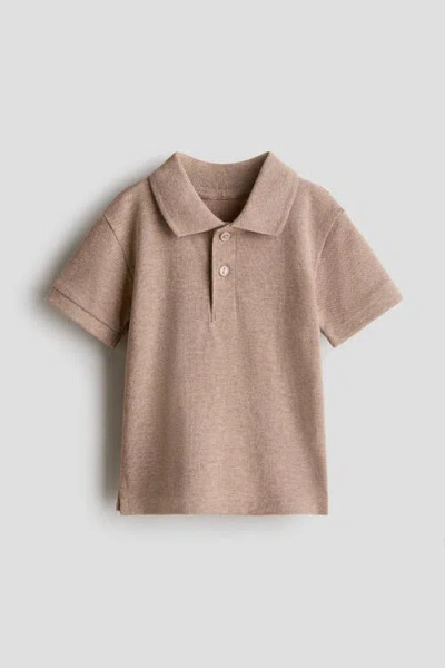 H&m Babies'  Cotton Piqué Polo Shirt In Brown