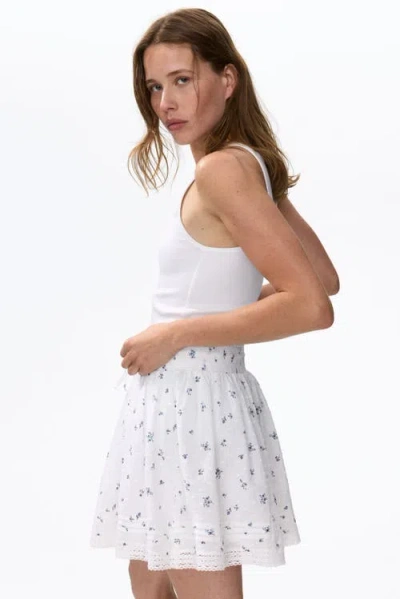 H&m Cotton Plumeti Skirt In White