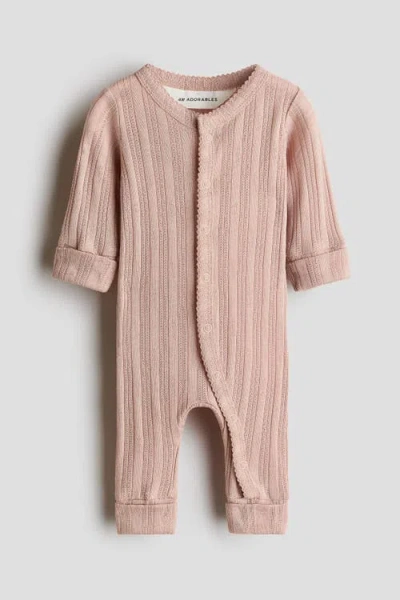 H&m Babies'  Cotton Pointelle Jumpsuit In Brown