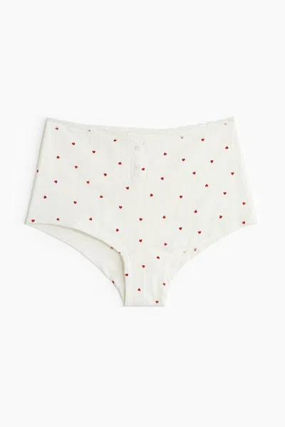 H&m Cotton Pointelle Shortie Briefs In White