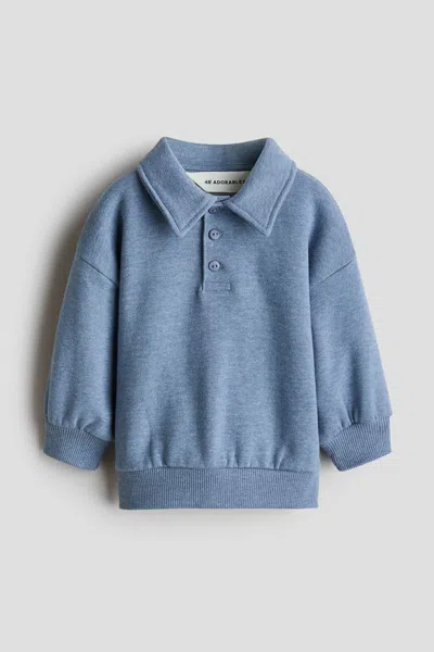 H&m Babies' Cotton Polo Sweatshirt In Blue