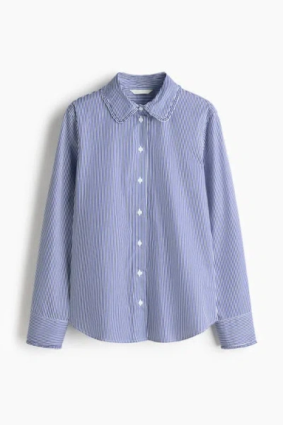 H&m Cotton Poplin Shirt In Blue