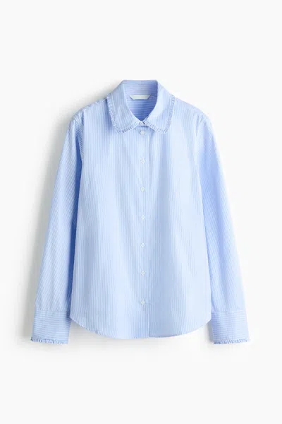 H&m Cotton Poplin Shirt In Blue