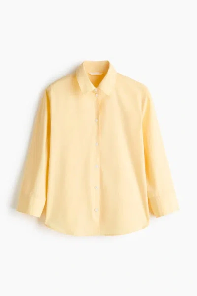 H&m Cotton Poplin Shirt In Yellow