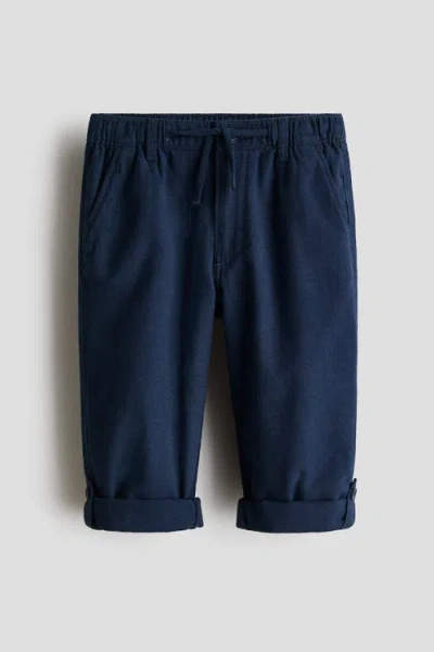 H&m Kids'  Cotton Roll-up Trousers In Black