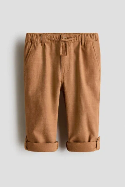 H&m Kids'  Cotton Roll-up Trousers In Brown
