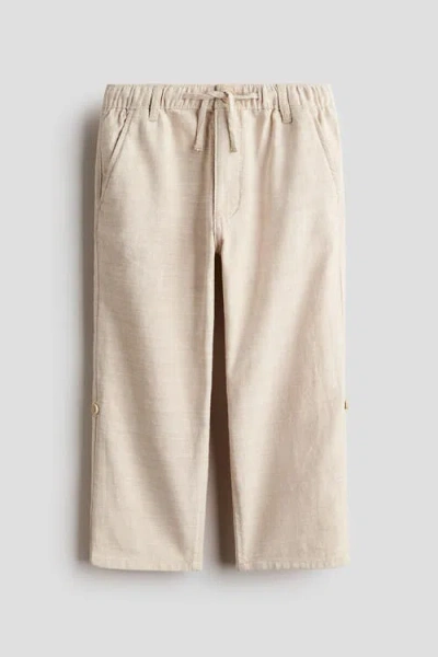 H&m Kids'  Cotton Roll-up Trousers In Neutral