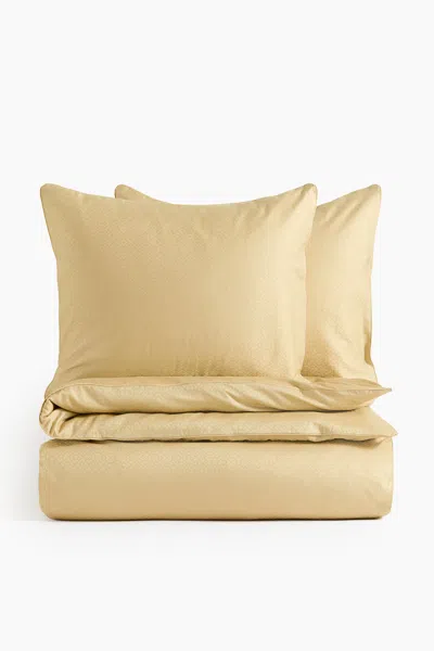 H&m Cotton Sateen King/queen Duvet Cover Set In Gold