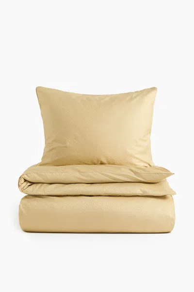 H&m Cotton Sateen Twin Duvet Cover Set In Gold