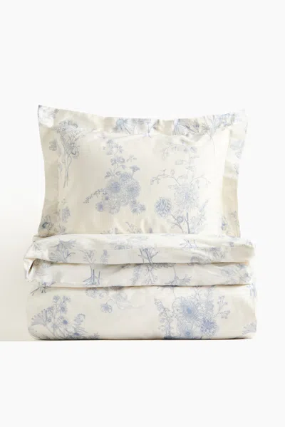 H&m Cotton Sateen Twin Duvet Cover Set In Neutral