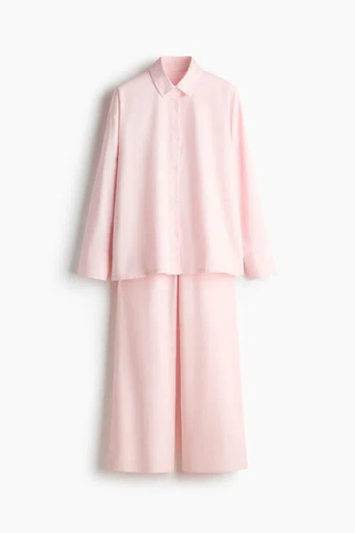 H&m Cotton Satin Pyjamas In Pink