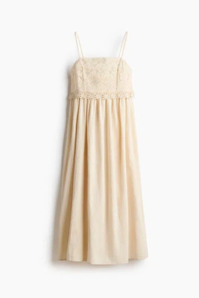 H&m Cotton Strappy Dress In Neutral