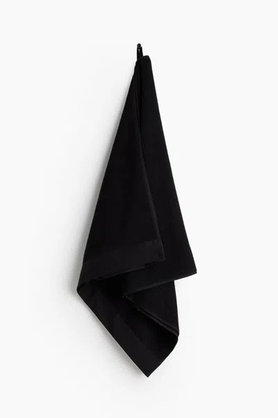 H&m Cotton Terry Bath Towel In Black
