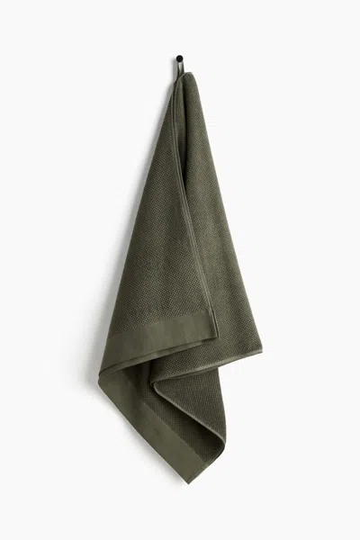 H&m Cotton Terry Bath Towel In Green