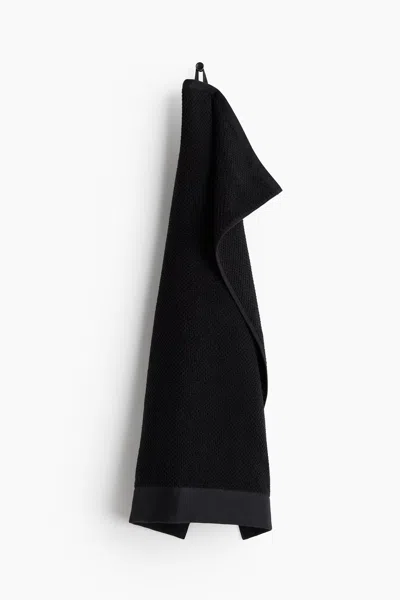 H&m Cotton Terry Hand Towel In Black
